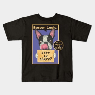 Funny boston terrier dog with care to share on Boston Terrier with Tongue out tee Kids T-Shirt